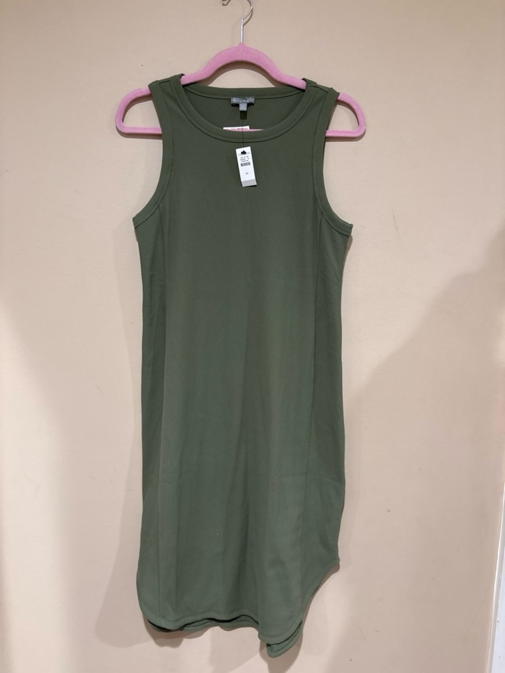 Talbots Olive Green Ribbed Crewneck Tank Dress
